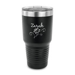 Lotus Flowers 30 oz Stainless Steel Tumbler - Black - Single Sided (Personalized)