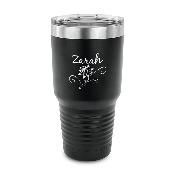 Custom Lotus Flowers 30 oz Stainless Steel Tumbler - Black - Single Sided (Personalized)