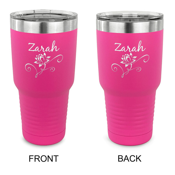 Custom Lotus Flowers 30 oz Stainless Steel Tumbler - Pink - Double Sided (Personalized)