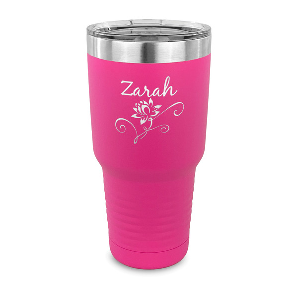 Custom Lotus Flowers 30 oz Stainless Steel Tumbler - Pink - Single Sided (Personalized)