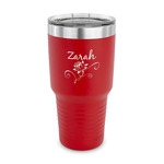 Lotus Flowers 30 oz Stainless Steel Tumbler - Red - Single Sided (Personalized)