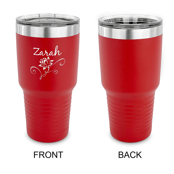 Lotus Flowers 30 oz Stainless Steel Ringneck Tumblers - Red - Single Sided - APPROVAL