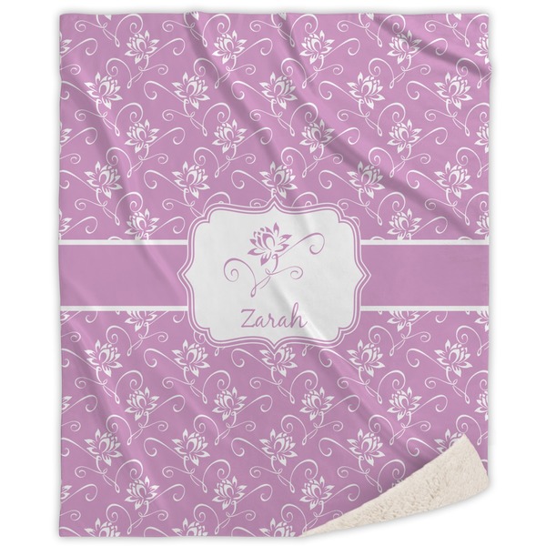 Custom Lotus Flowers Sherpa Throw Blanket - 50"x60" (Personalized)