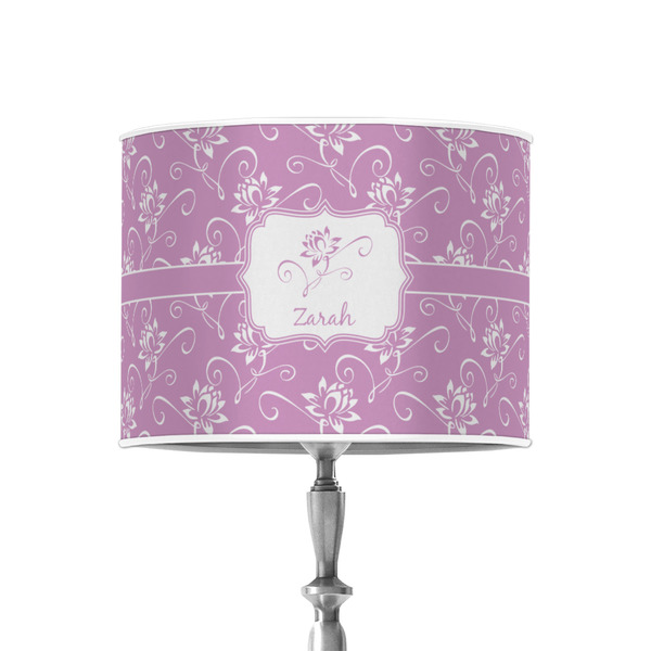 Lotus Flowers 8" Drum Lampshade - ON STAND (Poly Film)
