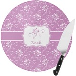 Lotus Flowers Round Glass Cutting Board - Small (Personalized)