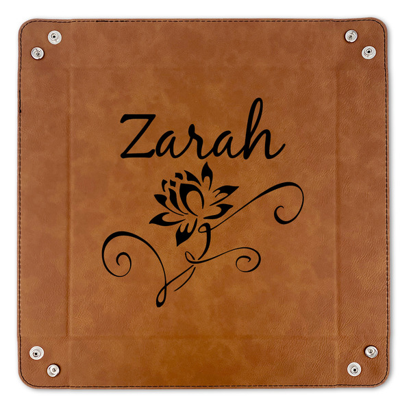 Lotus Flowers 9" x 9" Leatherette Snap Up Tray - APPROVAL (FLAT)