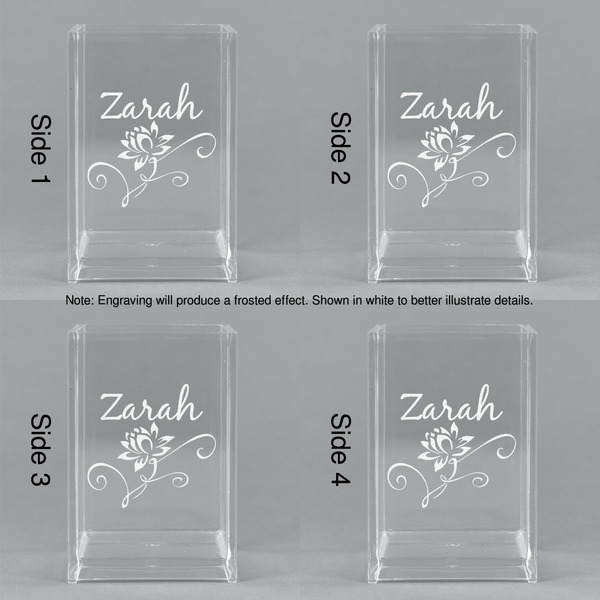 Lotus Flowers Acrylic Pen Holder - All Sides