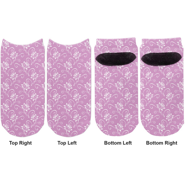 Lotus Flowers Adult Ankle Socks - Double Pair - Front and Back - Apvl