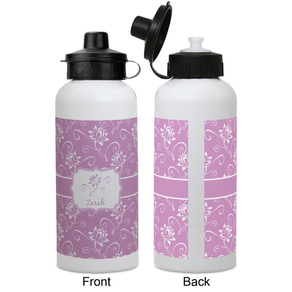 Lotus Flowers Aluminum Water Bottle - White APPROVAL