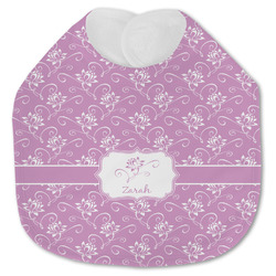 Lotus Flowers Jersey Knit Baby Bib w/ Name or Text