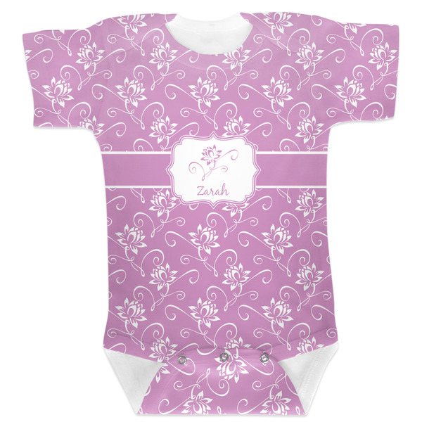 Custom Lotus Flowers Baby Bodysuit 0-3 w/ Name or Text