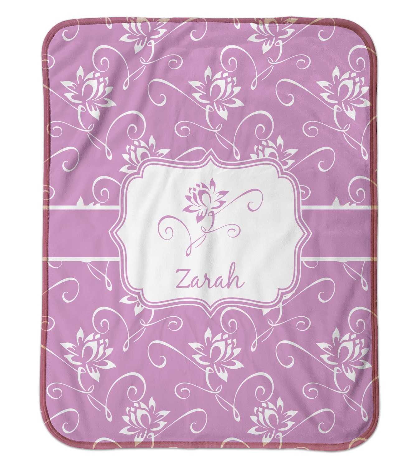 Custom Lotus Flowers Sherpa Baby Blanket 30" x 40" w/ Name or Text