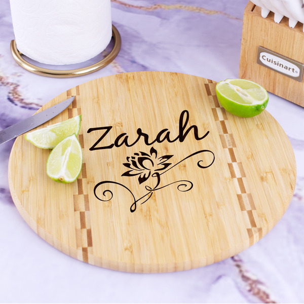 Lotus Flowers Bamboo Cutting Board - In Context