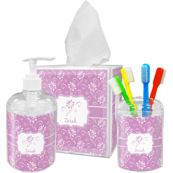 Lotus Flowers Bathroom Accessories Set (Personalized)