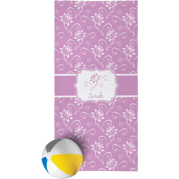 Custom Lotus Flowers Beach Towel (Personalized)
