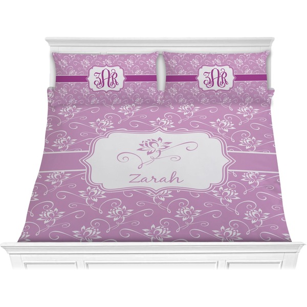 Custom Lotus Flowers Comforter Set - King (Personalized)