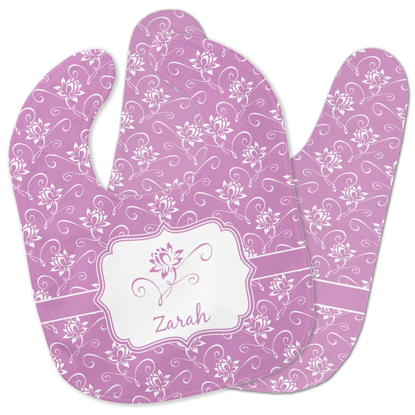 Custom Lotus Flowers Baby Bib w/ Name or Text