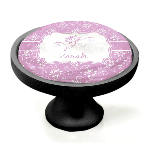Lotus Flowers Black Custom Cabinet Knob (Side)
