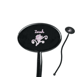 Lotus Flowers 7" Oval Plastic Stir Sticks - Black - Single Sided (Personalized)