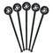 Lotus Flowers Black Plastic 7" Stir Stick - Round - Fan View