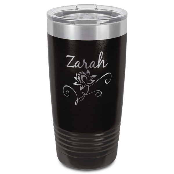 Lotus Flowers Black Polar Camel Tumbler - 20oz - Front