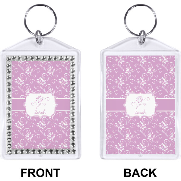 Lotus Flowers Bling Keychain (Front + Back)