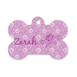 Lotus Flowers Bone Shaped Dog ID Tag - Small (Personalized)