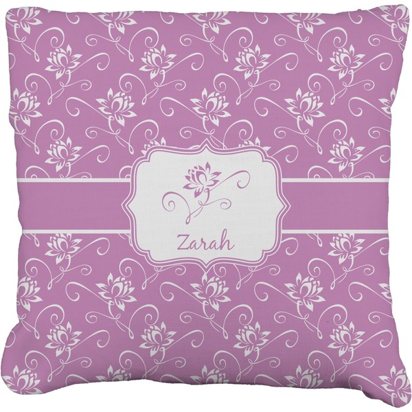 Custom Lotus Flowers Faux-Linen Throw Pillow 16" (Personalized)
