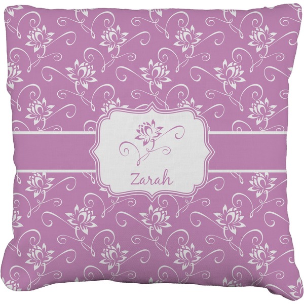 Custom Lotus Flowers Faux-Linen Throw Pillow 18" (Personalized)