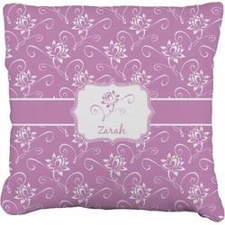Lotus Flowers Faux-Linen Throw Pillow 20" (Personalized)
