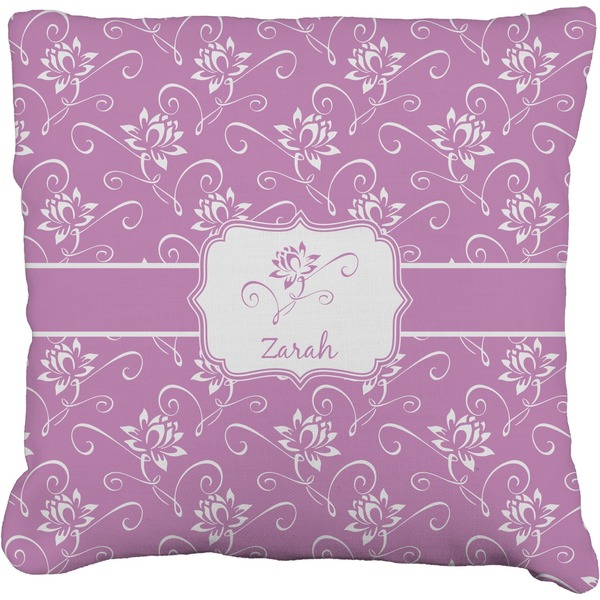 Custom Lotus Flowers Faux-Linen Throw Pillow 20" (Personalized)