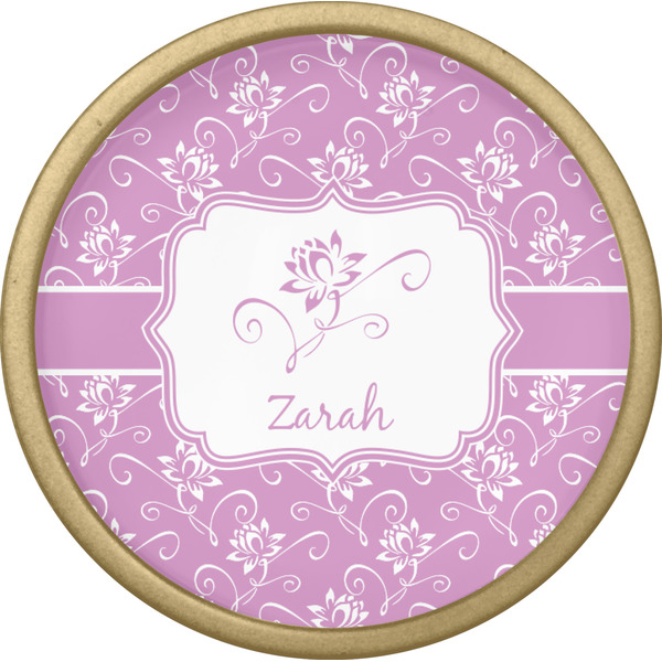 Lotus Flowers Cabinet Knob - Gold - Front