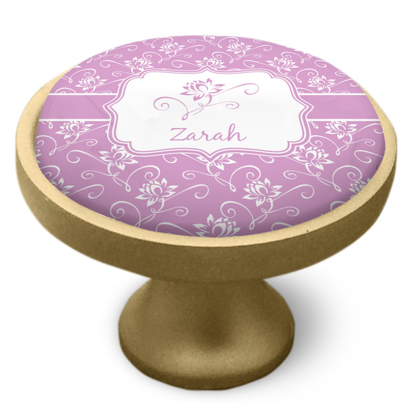 Lotus Flowers Cabinet Knob - Gold - Side