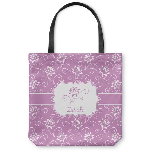 Custom Lotus Flowers Canvas Tote Bag - Small - 13"x13" (Personalized)