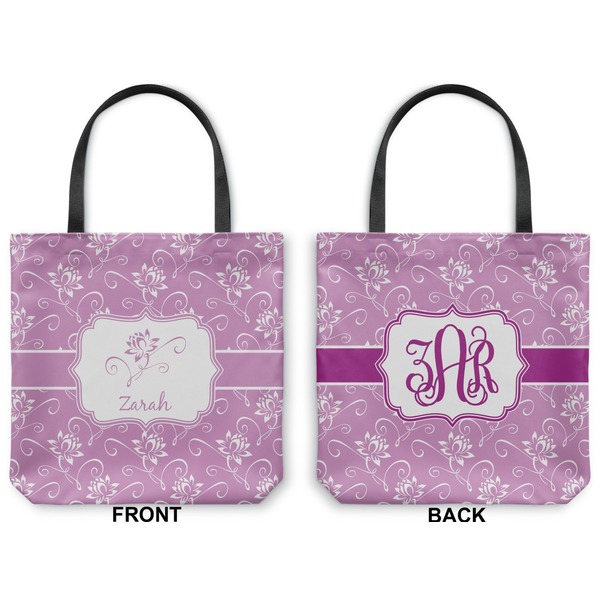 Lotus Flowers Canvas Tote - Front and Back