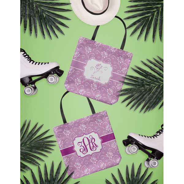 Lotus Flowers Canvas Tote Lifestyle Front and Back