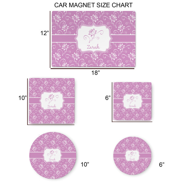 Lotus Flowers Car Magnets - SIZE CHART