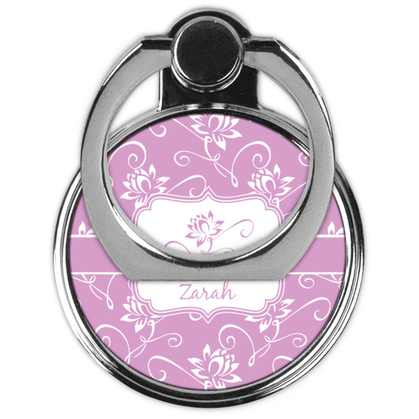 Lotus Flowers Cell Phone Ring Stand & Holder - Front (Collapsed)