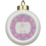 Lotus Flowers Ceramic Ball Ornament (Personalized)