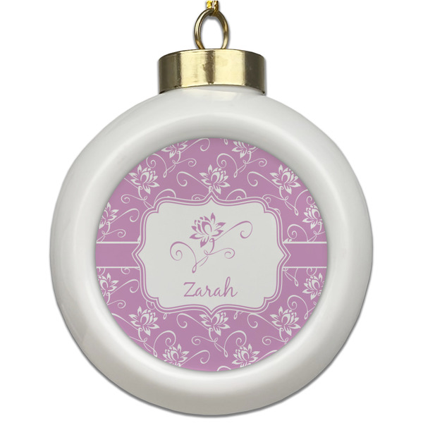Custom Lotus Flowers Ceramic Ball Ornament (Personalized)