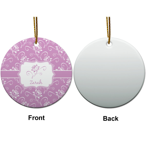 Lotus Flowers Ceramic Flat Ornament - Circle Front & Back (APPROVAL)