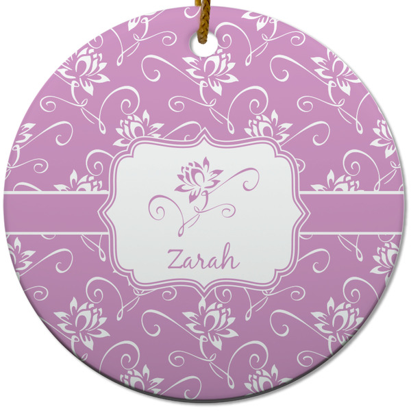 Lotus Flowers Ceramic Flat Ornament - Circle (Front)