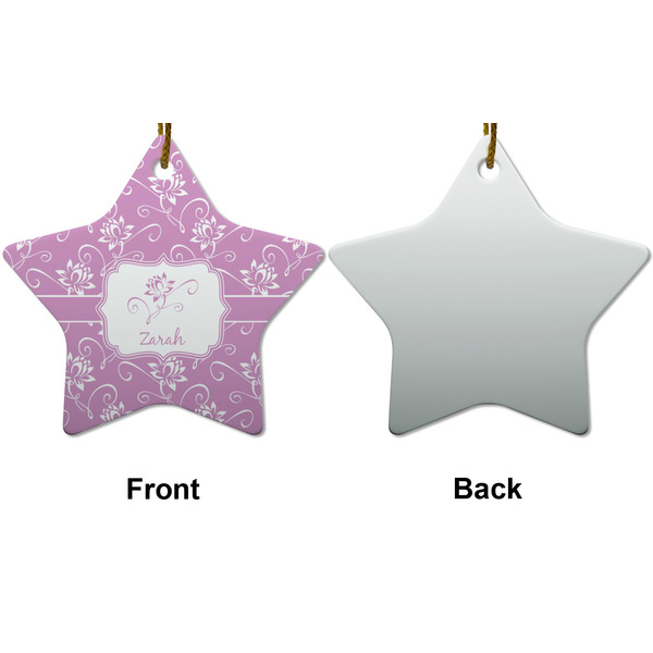 Lotus Flowers Ceramic Flat Ornament - Star Front & Back (APPROVAL)