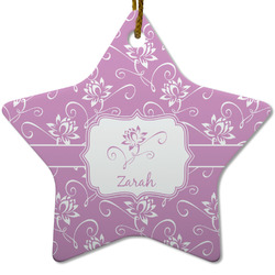 Lotus Flowers Star Ceramic Ornament w/ Name or Text