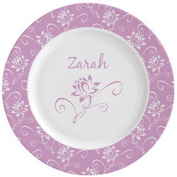 Lotus Flowers Ceramic Dinner Plates (Set of 4) (Personalized)