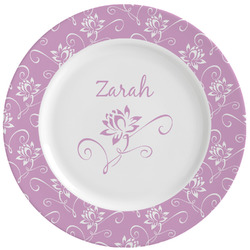Lotus Flowers Ceramic Dinner Plates (Set of 4) (Personalized)