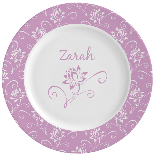 Custom Lotus Flowers Ceramic Dinner Plates (Set of 4) (Personalized)