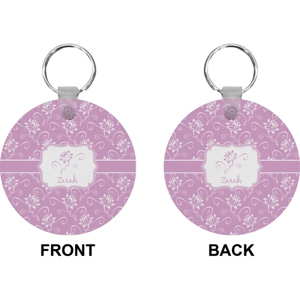 Lotus Flowers Circle Keychain (Front + Back)