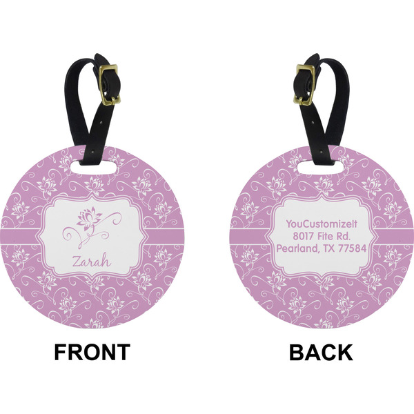 Lotus Flowers Circle Luggage Tag (Front + Back)