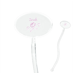 Lotus Flowers 7" Oval Plastic Stir Sticks - Clear (Personalized)